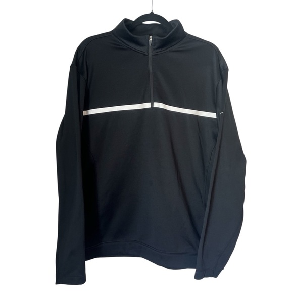 Men’s Nike Golf Therma-Fit Black Half-Zip Pullover with White Stripe Size Large - Picture 1 of 6